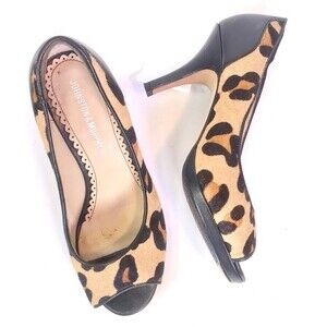 Johnston & Murphy Cheetah Leopard Peep Toe Pumps Women's size 6M